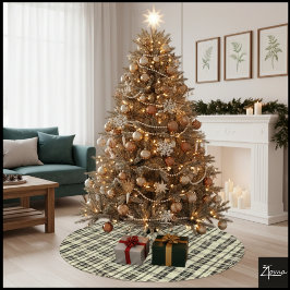 Neutral Plaid Sepia Tone Black Beige Kerstboom Rok