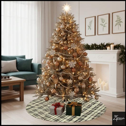 Neutral Plaid Sepia Tone Black Beige Kerstboom Rok