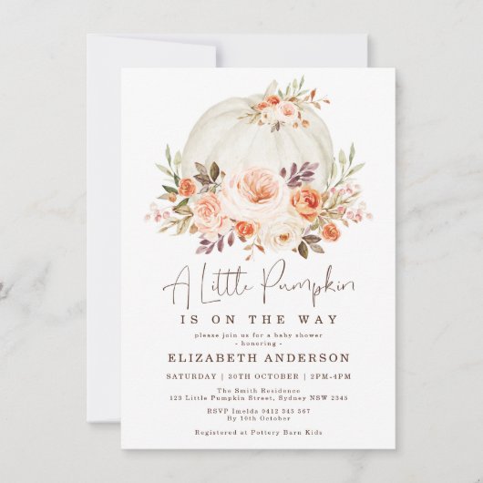 Neutral pompoen Baby shower Herfst herfst bloemen Kaart (Voorkant)