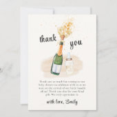 Neutral Poppin Bottles Champagne Baby shower Bedankkaart (Voorkant)