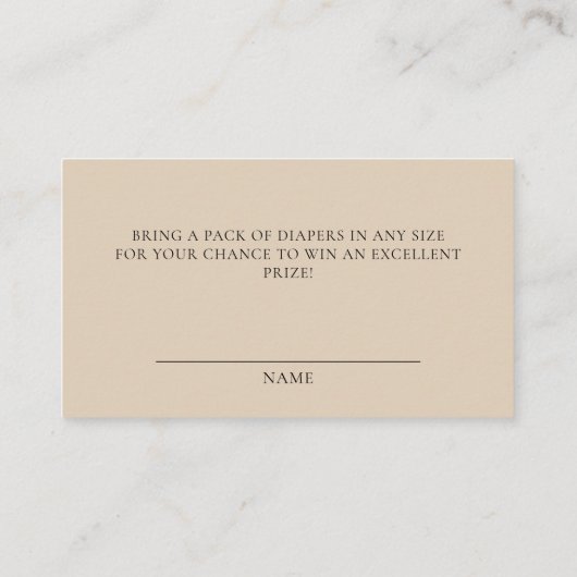 Neutral Poppin Champagne Luier Raffle Baby shower Informatiekaartje (Achterkant)
