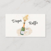 Neutral Poppin Champagne Luier Raffle Baby shower Informatiekaartje (Voorkant)