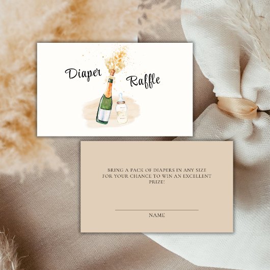 Neutral Poppin Champagne Luier Raffle Baby shower Informatiekaartje