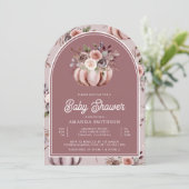 Neutral Pumpkin Floral Arch Dusty Roos Baby shower Kaart (Staand voorkant)