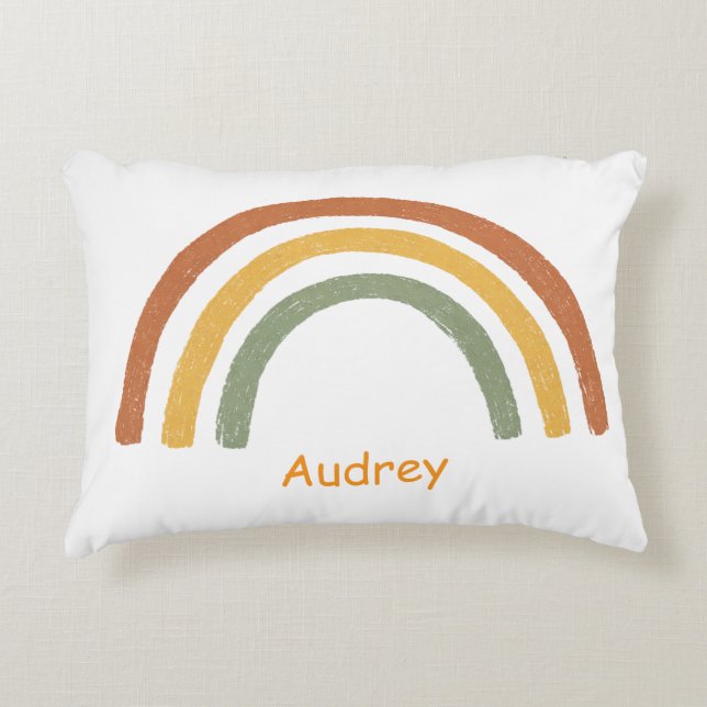 Neutral Rainbow Add a Custom Name Great Gift Accent Kussen (Voorkant)