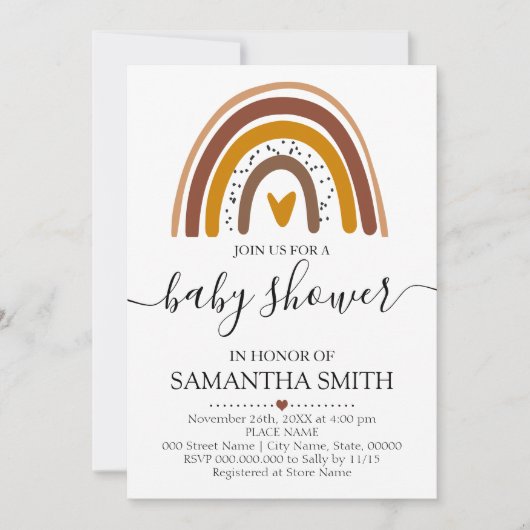 Neutral Rainbow boho modern baby shower Kaart (Voorkant)