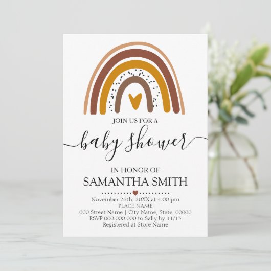 Neutral Rainbow boho modern baby shower Kaart (Staand voorkant)
