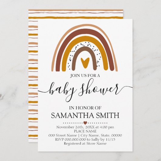 Neutral Rainbow boho modern baby shower Kaart (Voorkant / Achterkant)