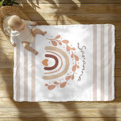 Neutral Rainbow Custom Name Baby shower Fleece Deken