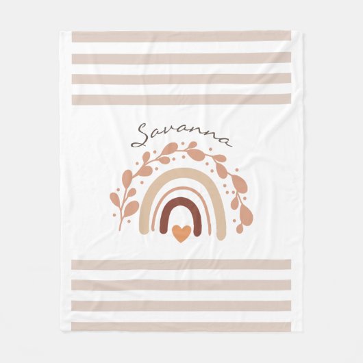 Neutral Rainbow Custom Name Baby shower Fleece Deken (Voorkant)