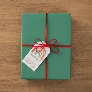 Neutral Rainbow Dank je wel Baby shower Cadeaulabel