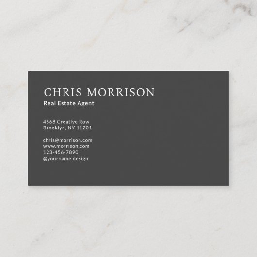 Neutral Real Estate Agent Photo Professional Visitekaartje (Achterkant)