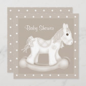 NEUTRAL ROCKING HORSE BABY SHOWER INVITATION KAART (Voorkant / Achterkant)