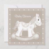 NEUTRAL ROCKING HORSE BABY SHOWER INVITATION KAART (Voorkant)