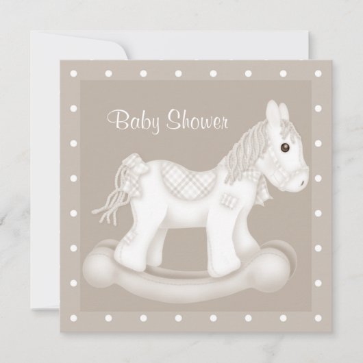 NEUTRAL ROCKING HORSE BABY SHOWER INVITATION KAART (Voorkant)