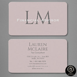 Neutral Rose Taupe Monogram Business Card Visitekaartje