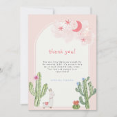 Neutral roze Boho Arch Cactus Baby shower Bedankkaart (Voorkant)