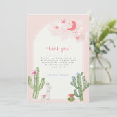 Neutral roze Boho Arch Cactus Baby shower Bedankkaart (Staand voorkant)
