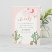 Neutral roze Boho Arch Cactus Baby shower Kaart (Staand voorkant)