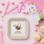 Neutral Rustic Boho Cactus Cowgirl Baby shower Papieren Bordje (Feest)