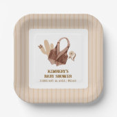 Neutral Rustic Boho Cactus Cowgirl Baby shower Papieren Bordje (Voorkant)