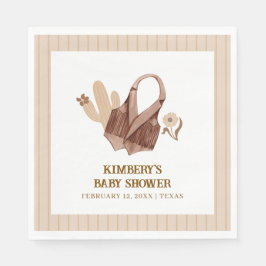 Neutral Rustic Boho Cactus Cowgirl Baby shower Servet