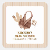 Neutral Rustic Boho Cactus Cowgirl Baby shower Vierkante Sticker (Voorkant)