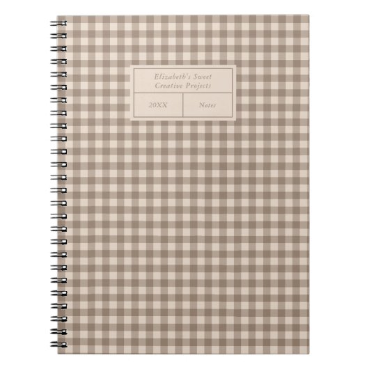 Neutral Rustic Gingham Small Business Notitieboek (Voorkant)
