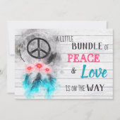 ** Neutral Rustic Peace & Love Hippie Baby shower Kaart (Voorkant)
