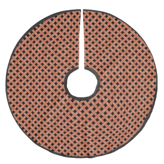 Neutral Rustic Wicker Sinaasappel op Custom Brown Kerstboom Rok (Voorkant)
