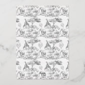 Neutral Safari Animal Elegant Toile Baby shower Folie Uitnodiging (Achterkant)