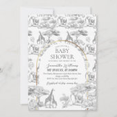 Neutral Safari Animal Elegant Toile Baby shower Kaart (Voorkant)