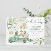 Neutral Safari Animals Greenery Gold Baby shower Kaart (Staand voorkant)