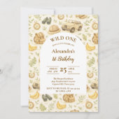 Neutral Safari Animals Wild One First Birthday Kaart (Voorkant)