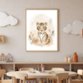 Neutral Safari Boho Tiger Nursery Kids Poster