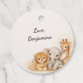 Neutral Safari Cute Animals Lion Giraffe Elephant Bedankjes Labels (Achterkant)