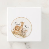 Neutral Safari Cute Animals Lion Giraffe Elephant Bedankjes Labels (In situ)