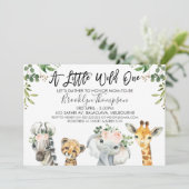 Neutral Safari Dieren Baby shower Uitnodiging (Staand voorkant)