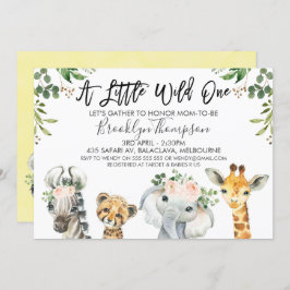 Neutral Safari Dieren Baby shower Uitnodiging