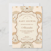 Neutral Safari Lion Baby Shower Kaart (Voorkant)