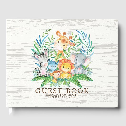 Neutral Safari Oerwoud Baby shower Gastenboek (Voorkant)