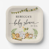 Neutral Safari Oerwoud Party Baby shower Papieren Bordje (Voorkant)