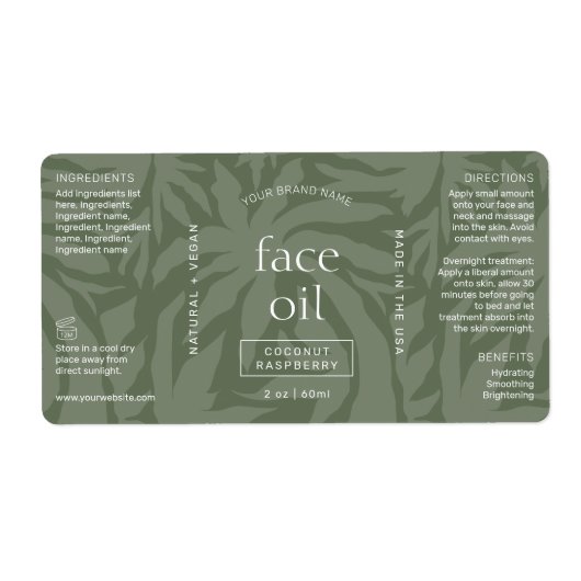 Neutral Sage Green 2 OZ druppelaar Fles Wrap Label (Voorkant)