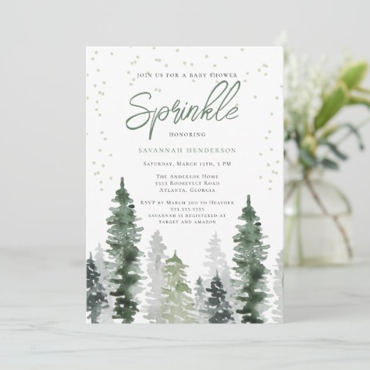 Neutral Sage Green Rustic Sprinkle Baby shower Kaart (Staand voorkant)