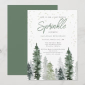 Neutral Sage Green Rustic Sprinkle Baby shower Kaart (Voorkant / Achterkant)