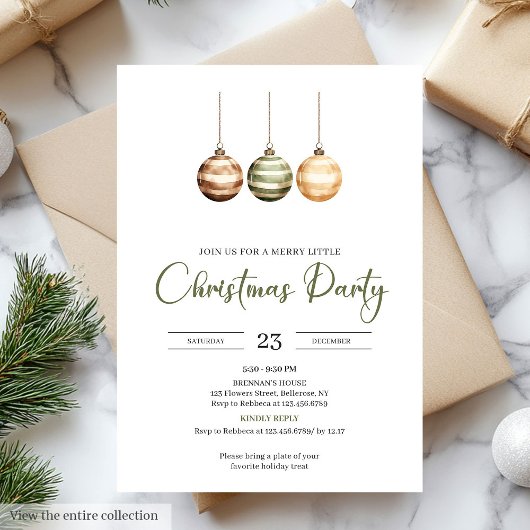 Neutral Sage Ivory Scandinavian Christmas Party Kaart