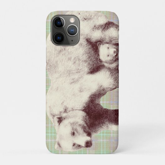 Neutral Sage Plaid Bear Case-Mate iPhone Case (Achterkant)