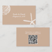 Neutral Seashells Beach Wedding Website Invoegen Informatiekaartje (Voorkant / Achterkant)