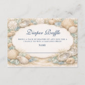 Neutral Seaside Shells Diapper Raffle Informatiekaartje (Voorkant)