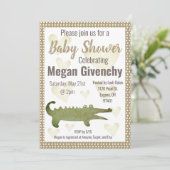 Neutral Sepia Alligator Baby shower Invitation Kaart (Staand voorkant)